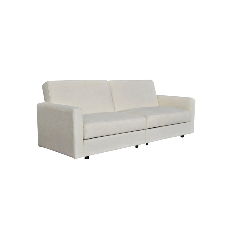 HideAway Sofa Bed Convertible 3-Seater Fabric Sofa with Dual Hidden Storage Compartments, Natural