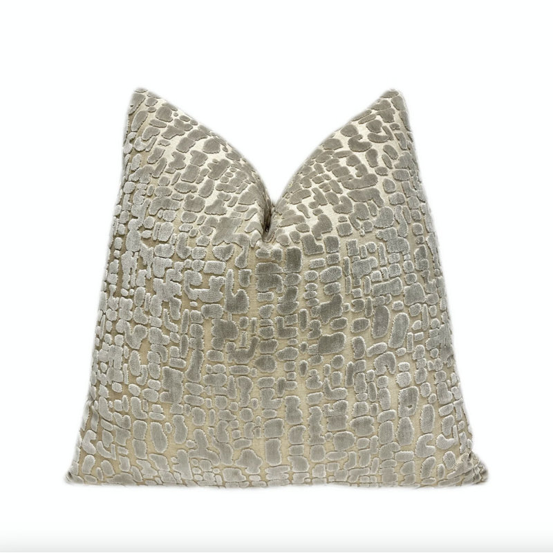 Housse de coussin Velvet Speckles, H 22 po x l 22 po, Pois argent