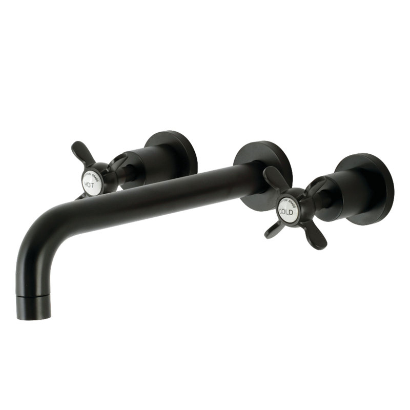 Kingston Brass Essex Two-Handle 3-Hole Wall Mount Roman Tub Faucet, Matte Black