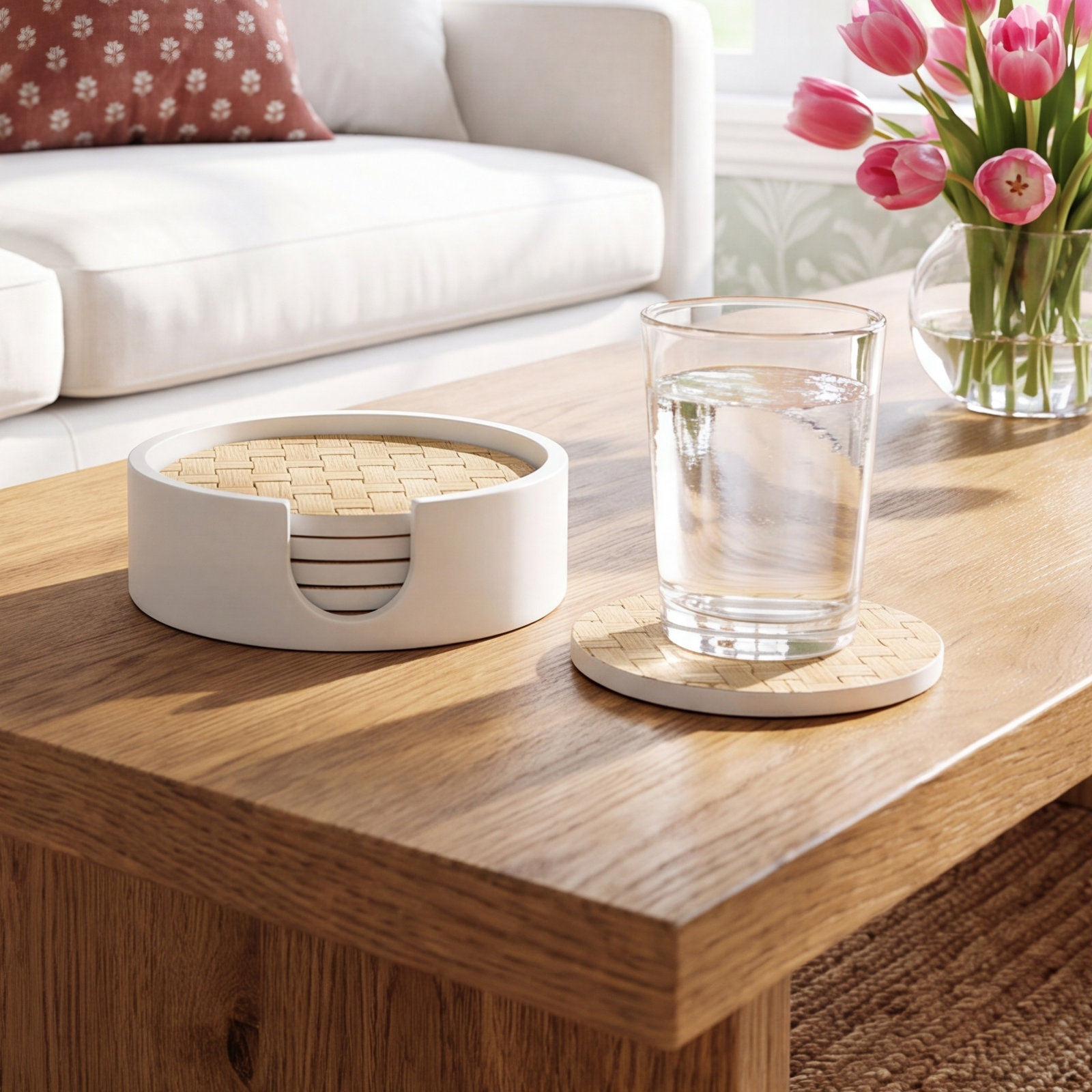 5-Piece Woven Ash Coaster Set with Holder