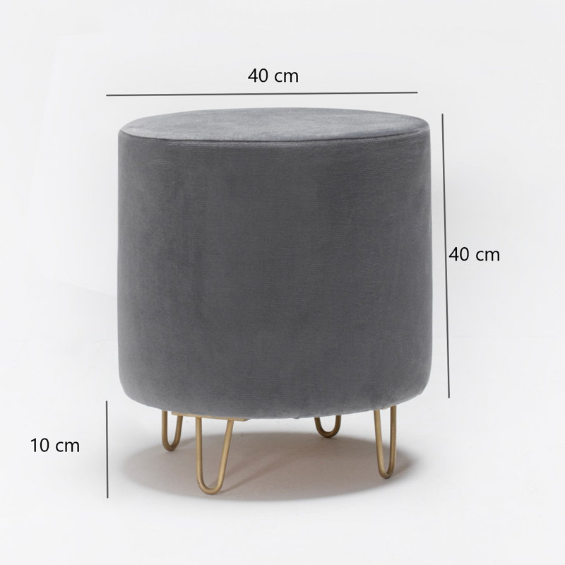Repose-pieds rond de 15,7 po Pelluri, 100 % polyester gris