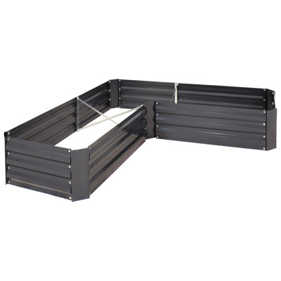 Katherynn L-Shaped Galvanized Steel Raised Garden Bed - 59.5" x 59.5" x 11.75" - Dark Gray