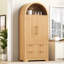 Armoire de cuisine Mid-Century arquée avec 2 tiroirs, 8 tablettes réglables et portes cannelées pour un rangement élégant-967894103