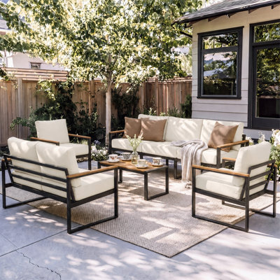 7-Piece Outdoor Patio Conversation Set with Heavy-Duty Steel Frame & Deep Seating