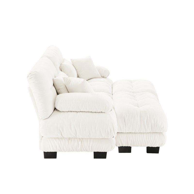 Chenille pour le salon, canapé-lit 2 places avec repose-pieds avec repose-pieds, coussins lombaires et coussins décoratifs, accoudoir large rembourré, canapé de chambre invitant, avant-gardiste