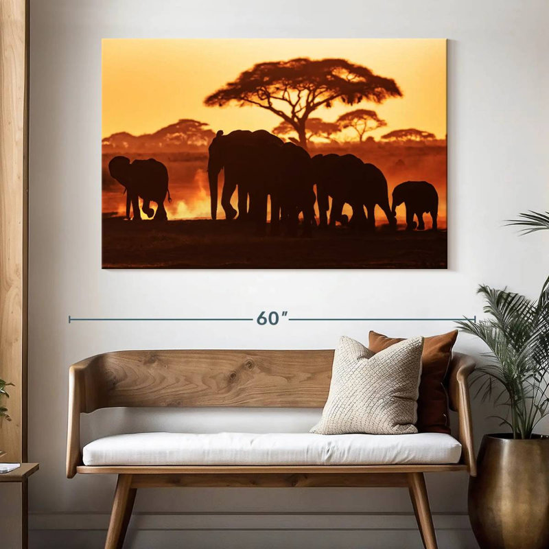 Troupeau d'éléphants Brampt à Amboseli, H 34 po x l 51 po