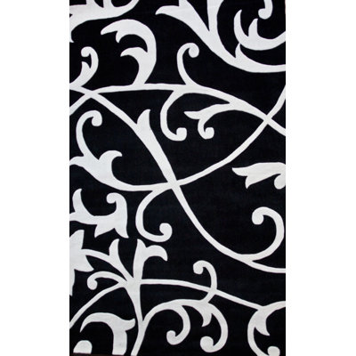 Tapis noir Sepviva Scrolling Vines