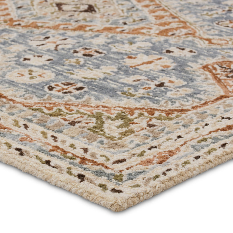 Tapis bleu / brun fait à la main Murphie, Rectangle 8 pi x 10 pi