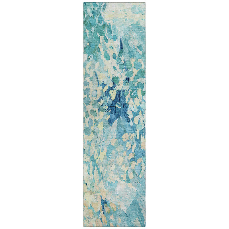Machine Washable Indoor/Outdoor Chantille ACN2736 Modern Rug, 2'3" x 7'6" Runner, Teal
