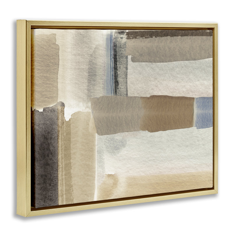 Motif neutre brossé doux, H 25 po x l 31 po, Cadre flottant métallique doré