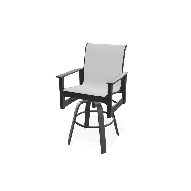 Fauteuil pivotant à hauteur de barre Leeward MGP, Blanc 6D Sunbrella®, Graphite texturé