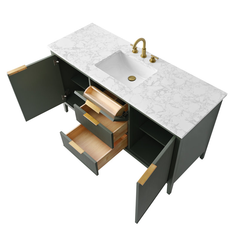 Bilroy 60" Single Vanity, Vintage Green/Brushed Bronze