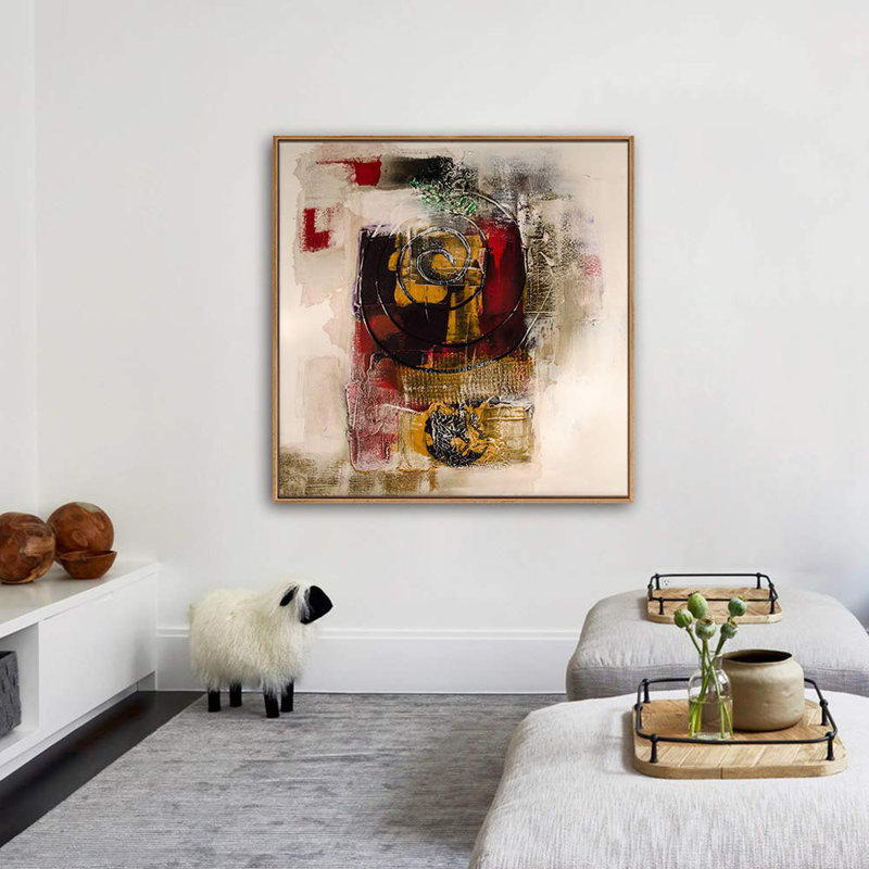 Rouge et jaune, effet de texture, reproduction d'art sur toile, décoration d'art moderne multicolore H23, Naturel