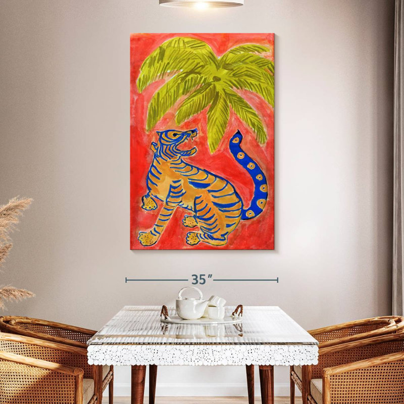 Brampt Tiger Under Palms, 51" H x 34" W