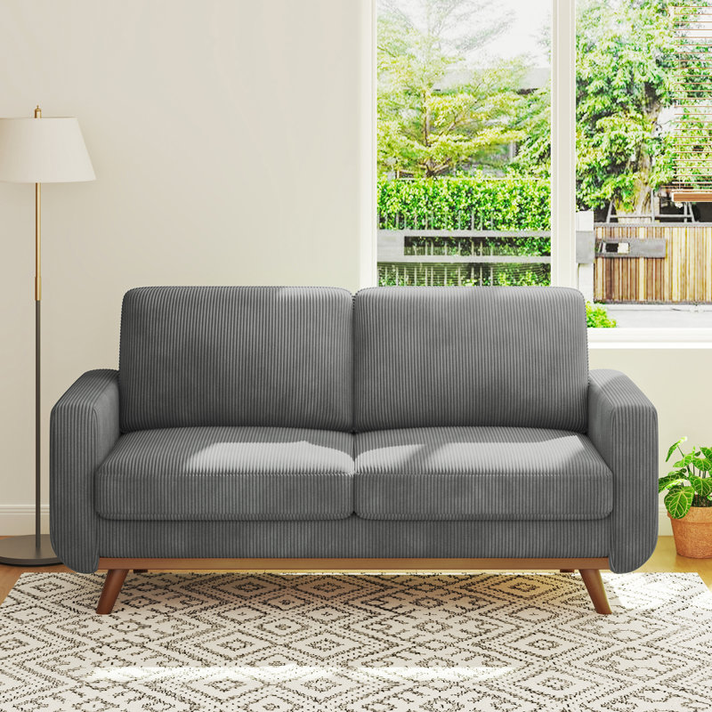 Parklawn 2 Seater Corduroy Sofa, Dark Grey, Walnut