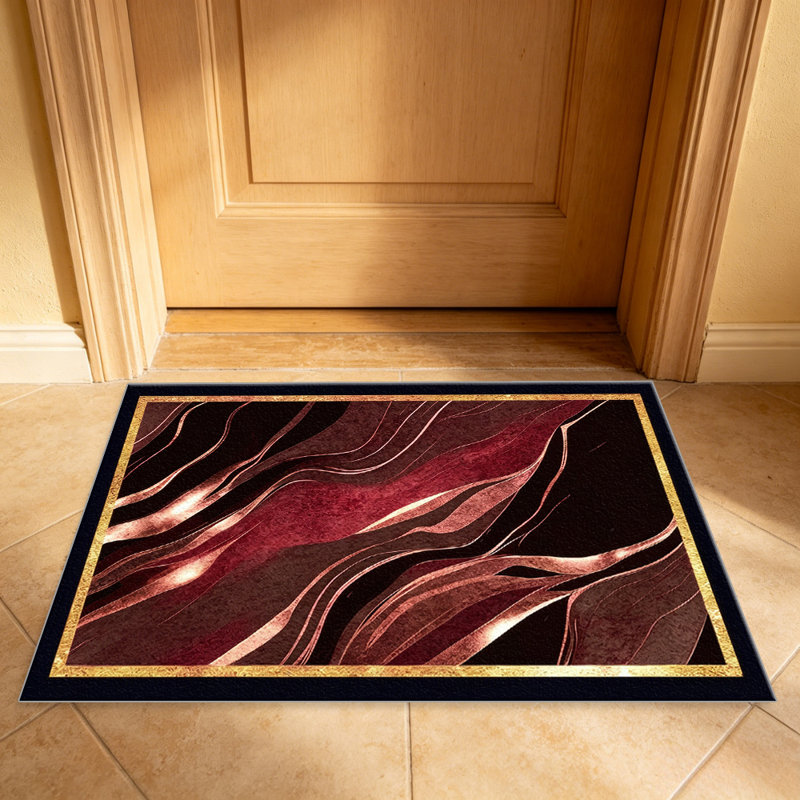 Red Marble with Rose Gold Accents carpet-easy to clean, machine-washable, soft and comfortable; suitable for door mats, kitchens, living rooms, bedrooms, corridors, and laundry areas. Easy to clean, durable carpet for home decoration.