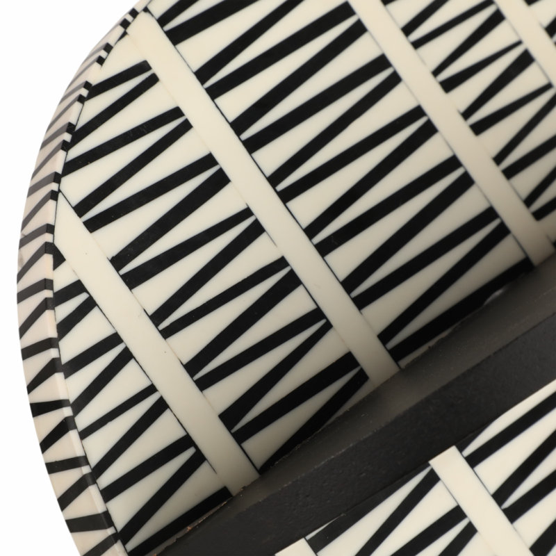Ensemble de sculptures décoratives en bois et orbes en résine pour la décoration intérieure - Décoration moderne pour bureau ou salon - Ensemble de 2, 10 ", 7", noir et blanc