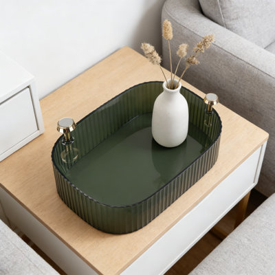 Plateau de rangement pour maquillage, plateau de coiffeuse pour cosmétiques et parfums avec rebords surélevés et supports antidérapants, rangement de comptoir décoratif pour salle de bain et commode