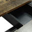 Table rectangulaire à plateau en bois antique avec plateau en relief noir et base en métal, extensible, capacité de 165 lb, 6 sièges, fonction de salle à manger rétro brune, plateau, boîte de rangement avec base en fer, + métal, 165-1550315223