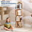 Bibliothèque en bois rotative, bibliothèque sur pied à 360 ° à 4 niveaux, rangement multifonctionnel pour enfants et adultes dans le salon