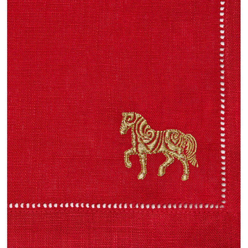 Lunar New Year Linen Square Napkins, Red