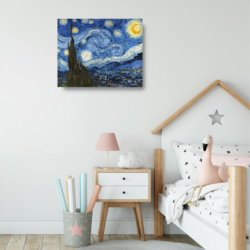 «The Starry Night» par Vincent Van Gogh - reproduction d'art sur toile, H 16 po x l 20 po, Toile tendue