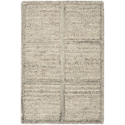 Tapis d'intérieur moderne argenté 2 pi x 3 pi D Cadre