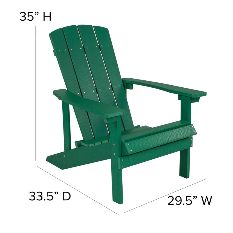 Commercial All-Weather Poly Resin Wood Adirondack Chair, Green