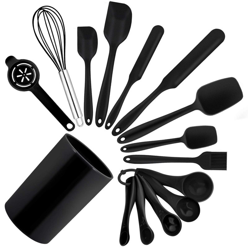 Belfry Kitchen Whipton 15 Utensil Set, Black