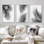 "Minimal Botanical" noir et blanc, palmier tropical, feuilles, impression sur toile encadrée moderne et organique, 3 pièces-91259774-119385163