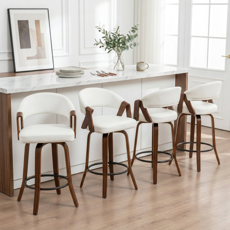 Tabouret de comptoir pivotant en similicuir Providence, Blanc