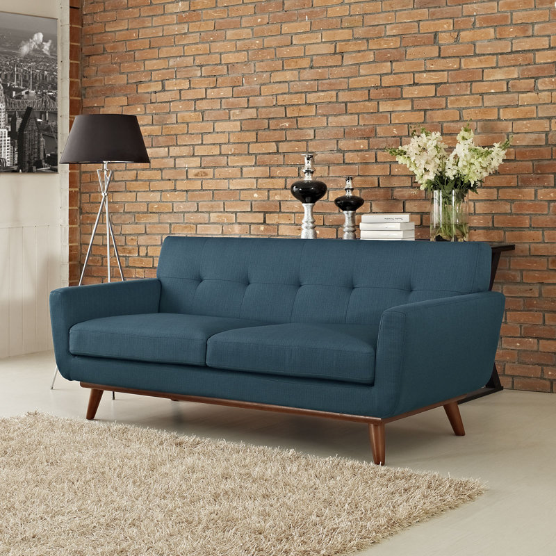 Causeuse rembourrée et revêtue de tissu Engage de Modway, Polyester azur