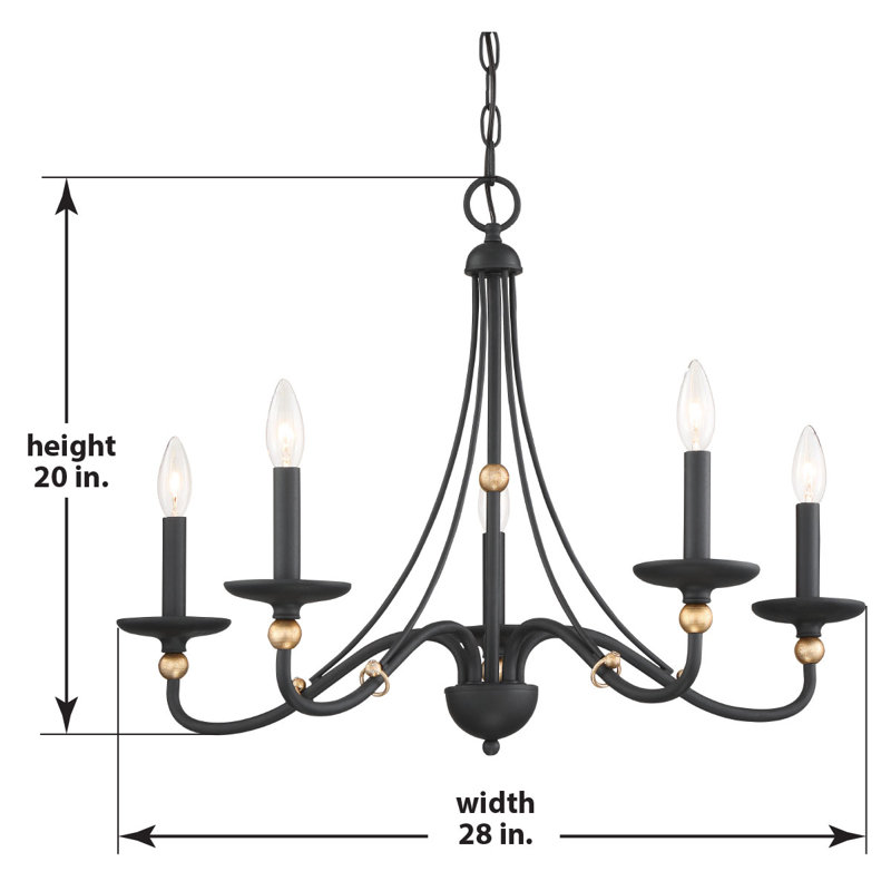 Everly Quinn Westchester County Sand Coal With Skyline Gold Chandelier, 20.75" H x 34" W x 34" D
