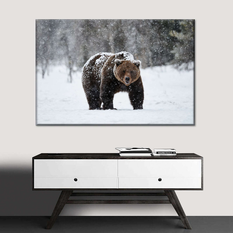 «Winter Grizzly Bear», reproduction sur toile, H 8 po x l 12 po x P 1 po