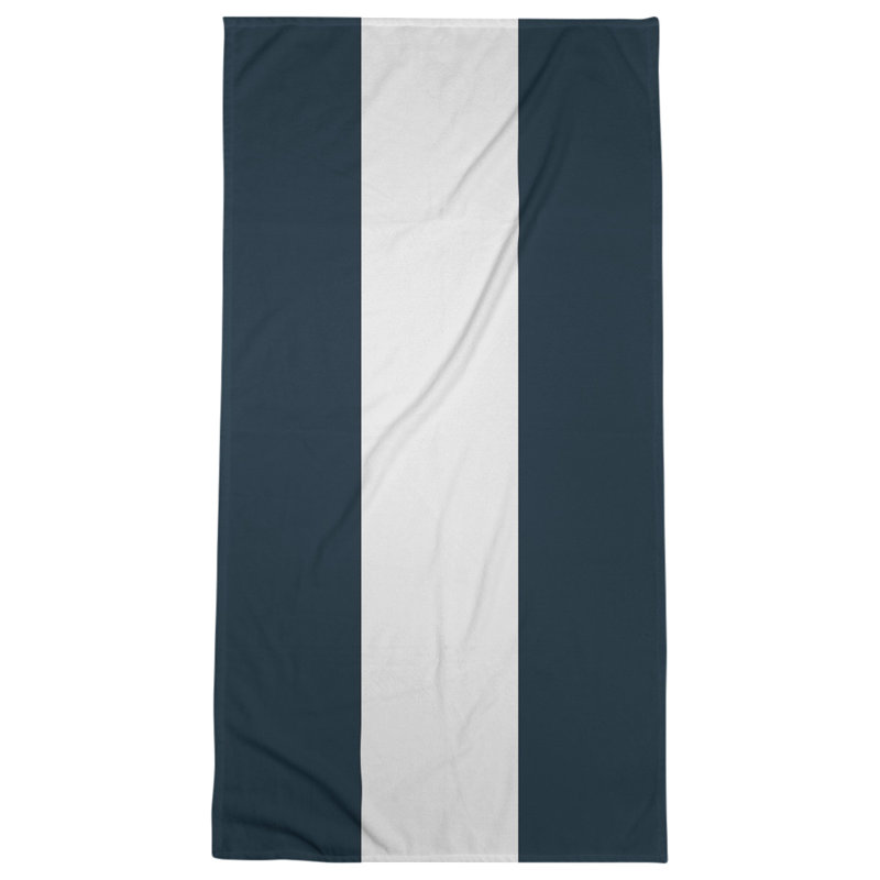 Beach Towel, White/Navy Blue
