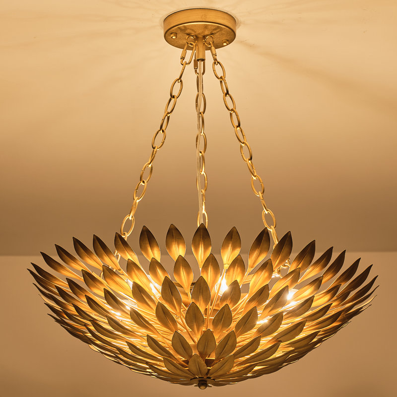 Lustre convertible 22 po en forme de feuille d'olive à intensité variable 22 lumières