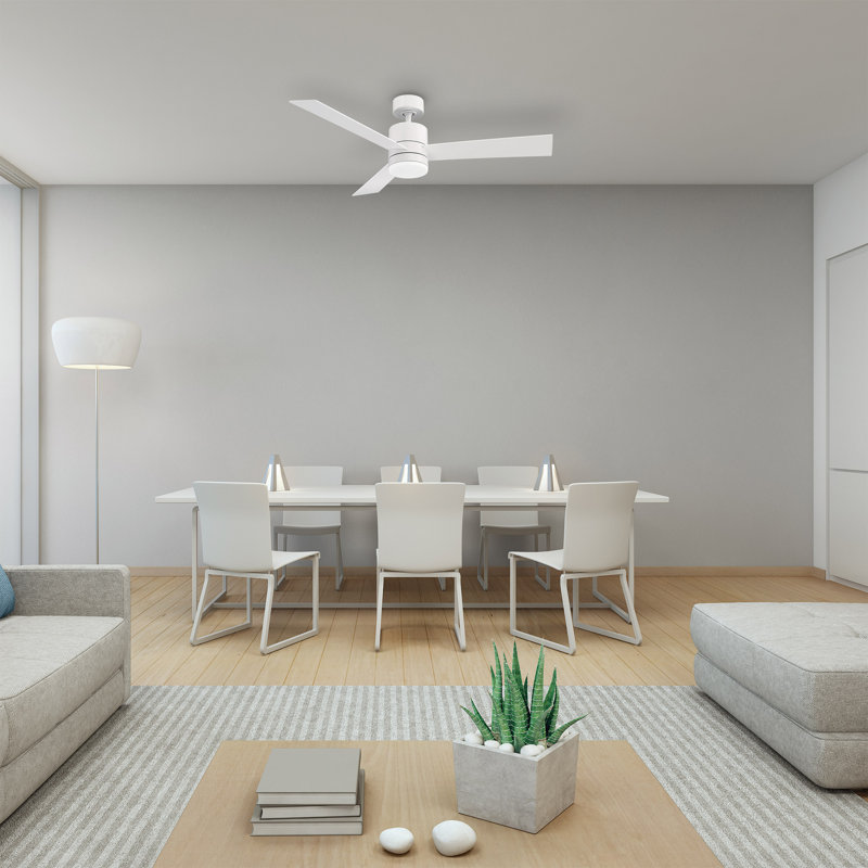 Axis 3 - Blade Indoor/Outdoor Smart Flush Mount Ceiling Fan with Remote Control and LED Light Kit Included, Works With Alexa and iOS / Android App