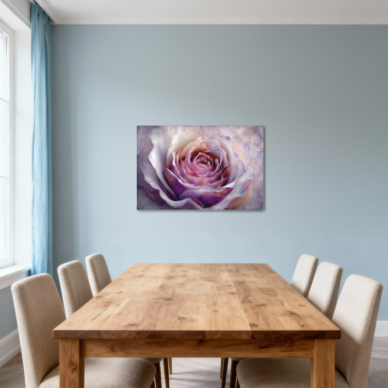 Plantes et fleurs, rose mauve, reproduction d'art, H 20 po x l 30 po
