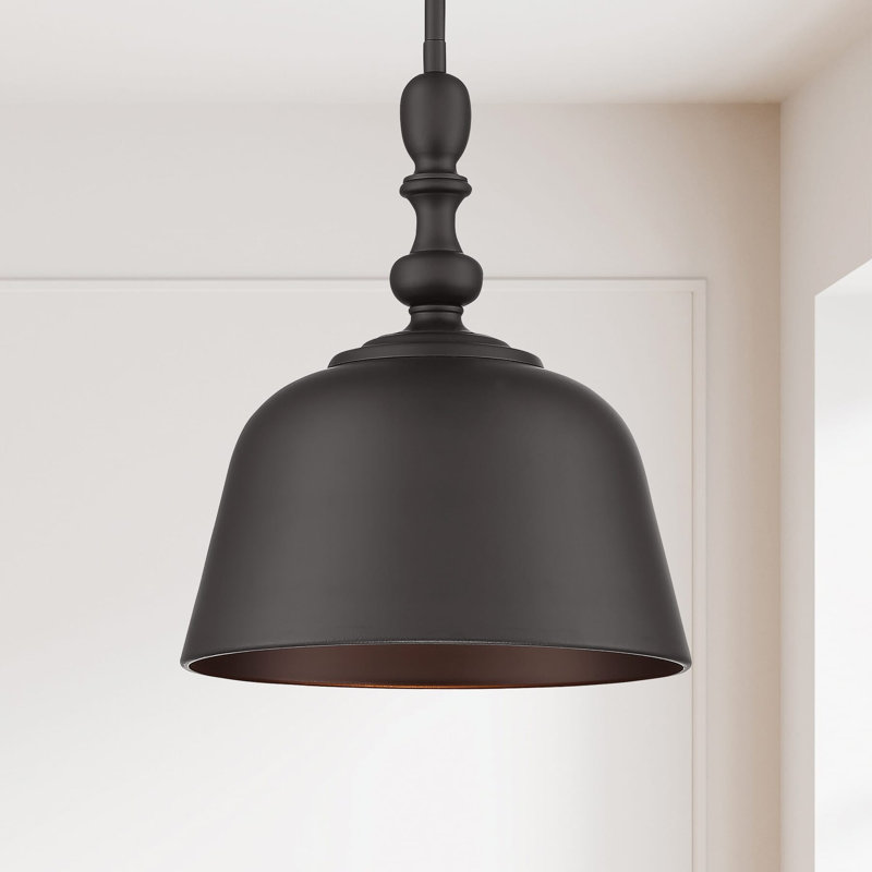 Luminaire suspendu en forme de dôme à intensité variable 1 lumière Hempstead , Noir mat