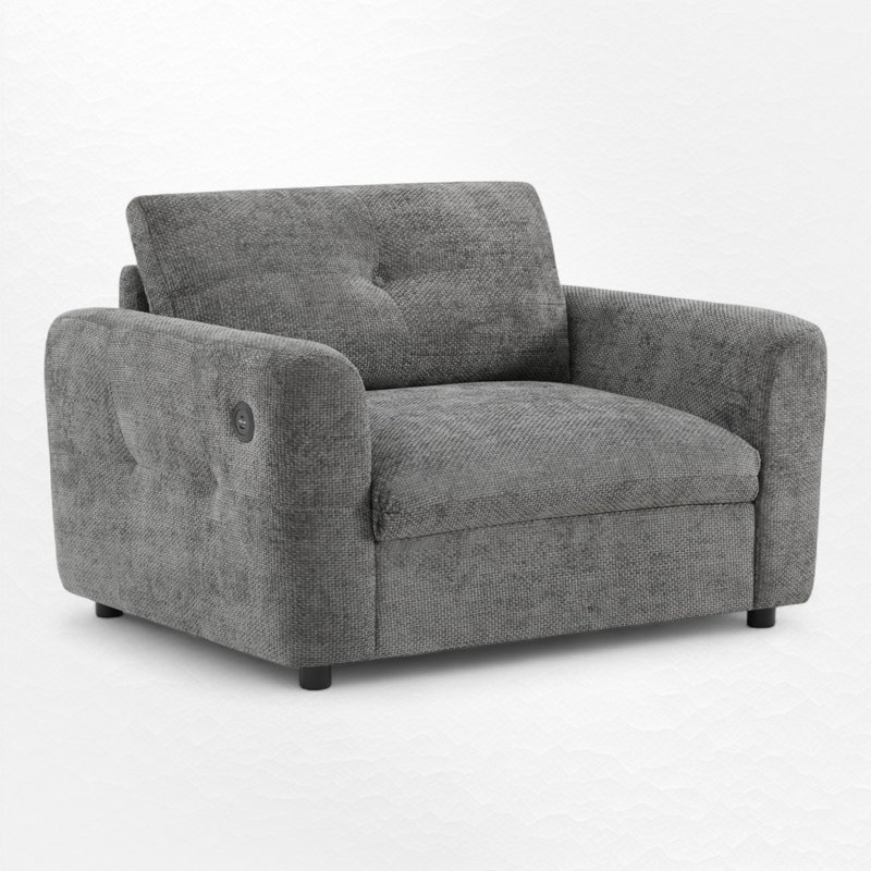 42" Wide Upholstered Accent Armchair With USB Ports, Gray