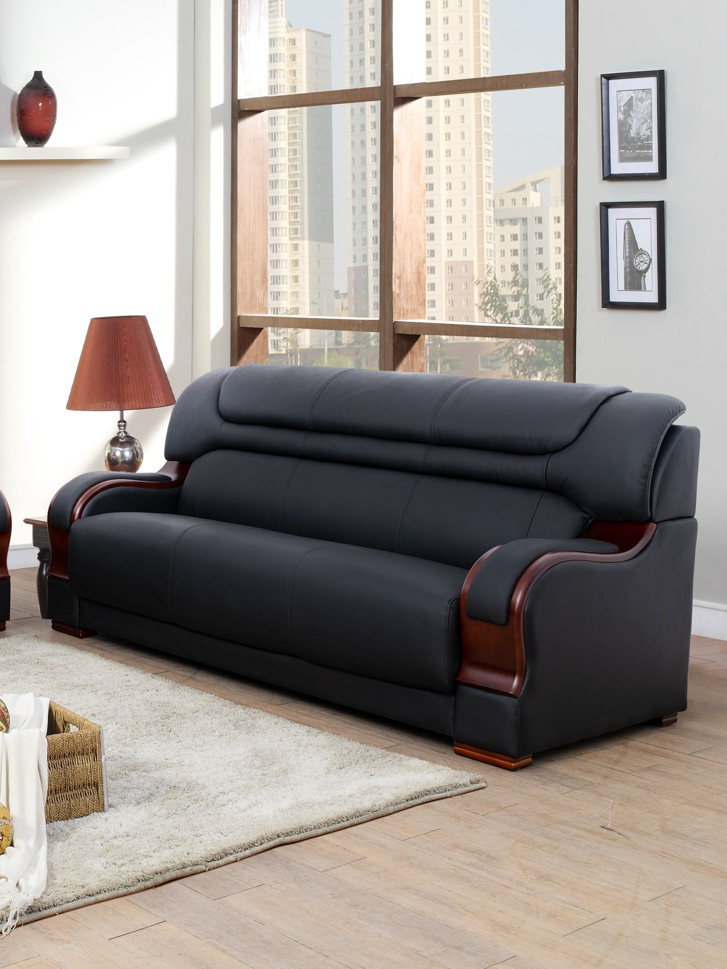 Latitude Run® Arnaldur Genuine Leather Black 1-Piece Sofa | Wayfair