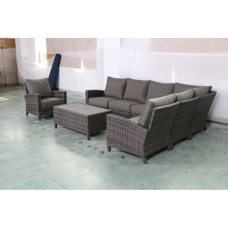 Ensemble de conversation modulaire avec coussins 8 pièces Rebeca