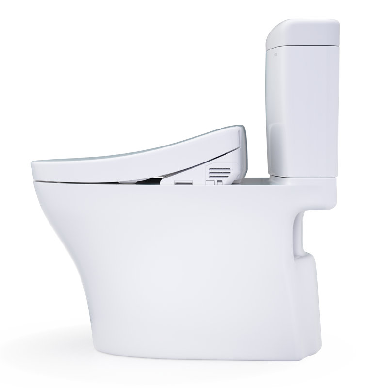 TOTO® WASHLET®+ Aquia IV® Cube Two-Piece Elongated Dual Flush 1.28 and 0.9 GPF Toilet with S2 Bidet Seat, Cotton White - MW4363346CEMFGN#01