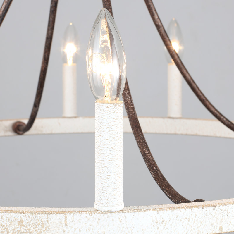 Hendon 12- Light Large Farmhouse Wagon Wheel Chandelier Candle Style Rustic Round Lights Fixture for Kitchen Island Living Room Foyer Entryway