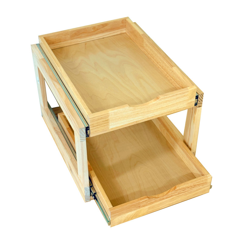 Slide-out Shelf Soft Close Rails Double Layer Organizer No Assembly Required, 14" H x 18" W x 20"D