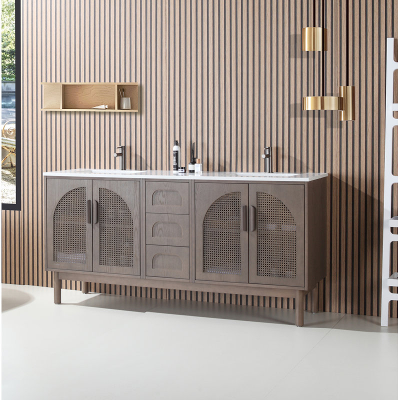 Ensemble de meuble-lavabo 72 po Emir, Chêne châtaigner