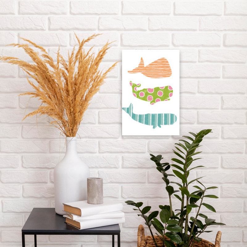 Baleine, art mural contemporain abstrait, 18" H x 12" W
