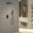 12 Inch Rainfall Shower Head Wall Mount High Pressure Shower System with Push Button Diverter, Rough-in Valve and Handheld Spray
