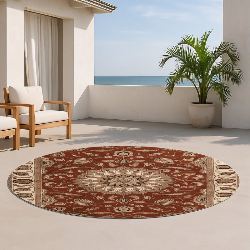Tapis d'intérieur et d'extérieur brun Persian, Round 5'