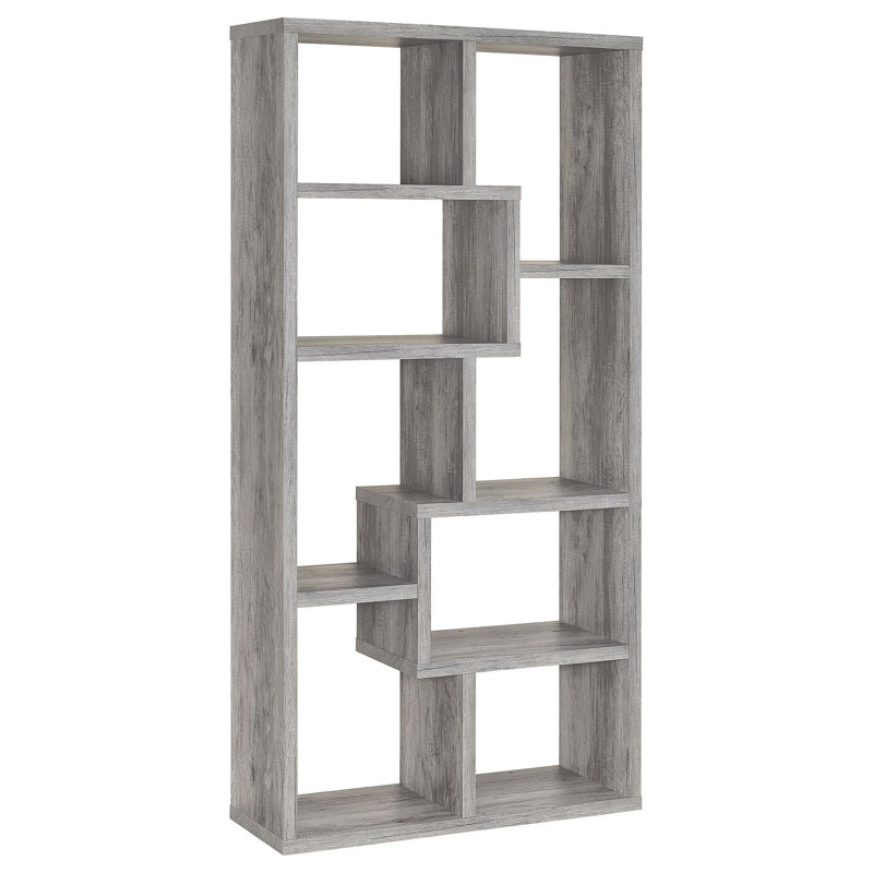 Bibliothèque Lawton Grey Driftwood, Bois flotté, (7 tablettes) H 70,75 po x l 35 po x P 11,75 po